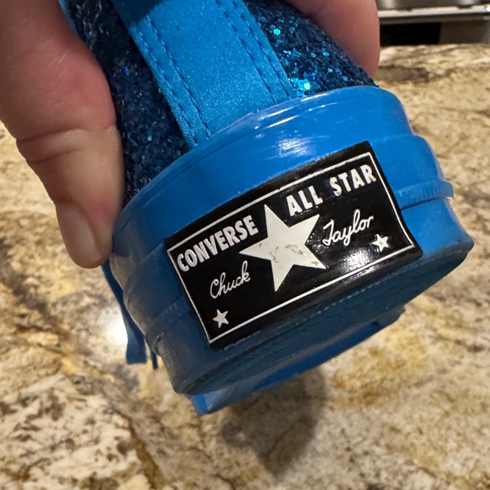 Converse Women’s Size 9 Blue Glitter High-Tops - Picture 6 of 7